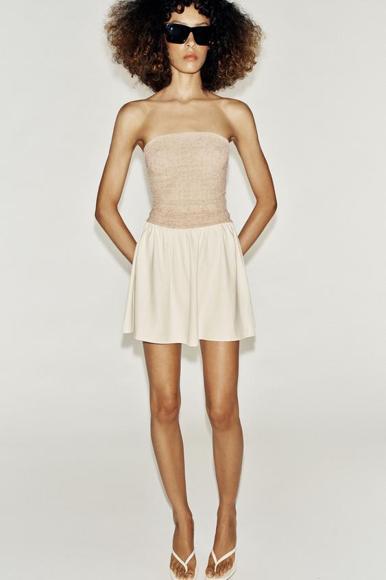Zara SHORT COMBINATION DRESS - Mid-ecru - Image 0