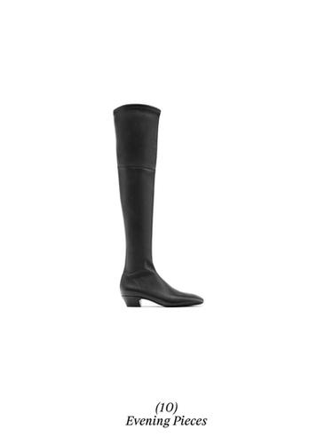 Zara Leather boots with stretch leg - Black