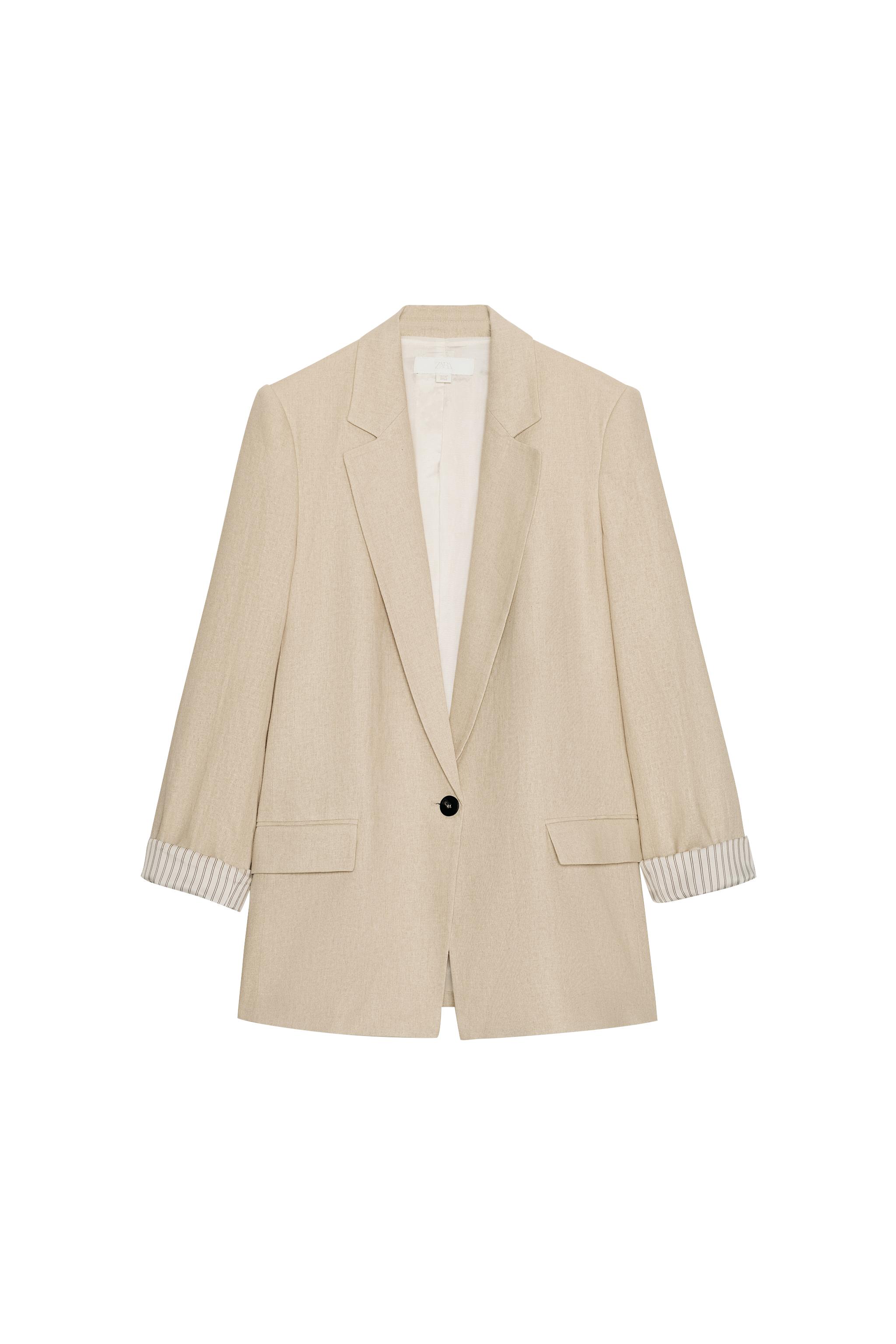 VESTE AVEC LIN À MANCHES RETROUSSÉES