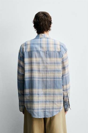CHEMISE RELAXED FIT À CARREAUX - Gris / Bleu de Zara - Image 2