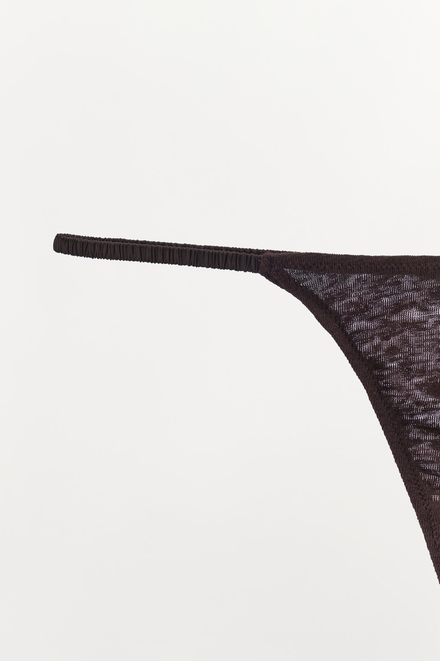 Трусы-стринги, лён — Zara, цвет: Тёмный коричневый — фото 9