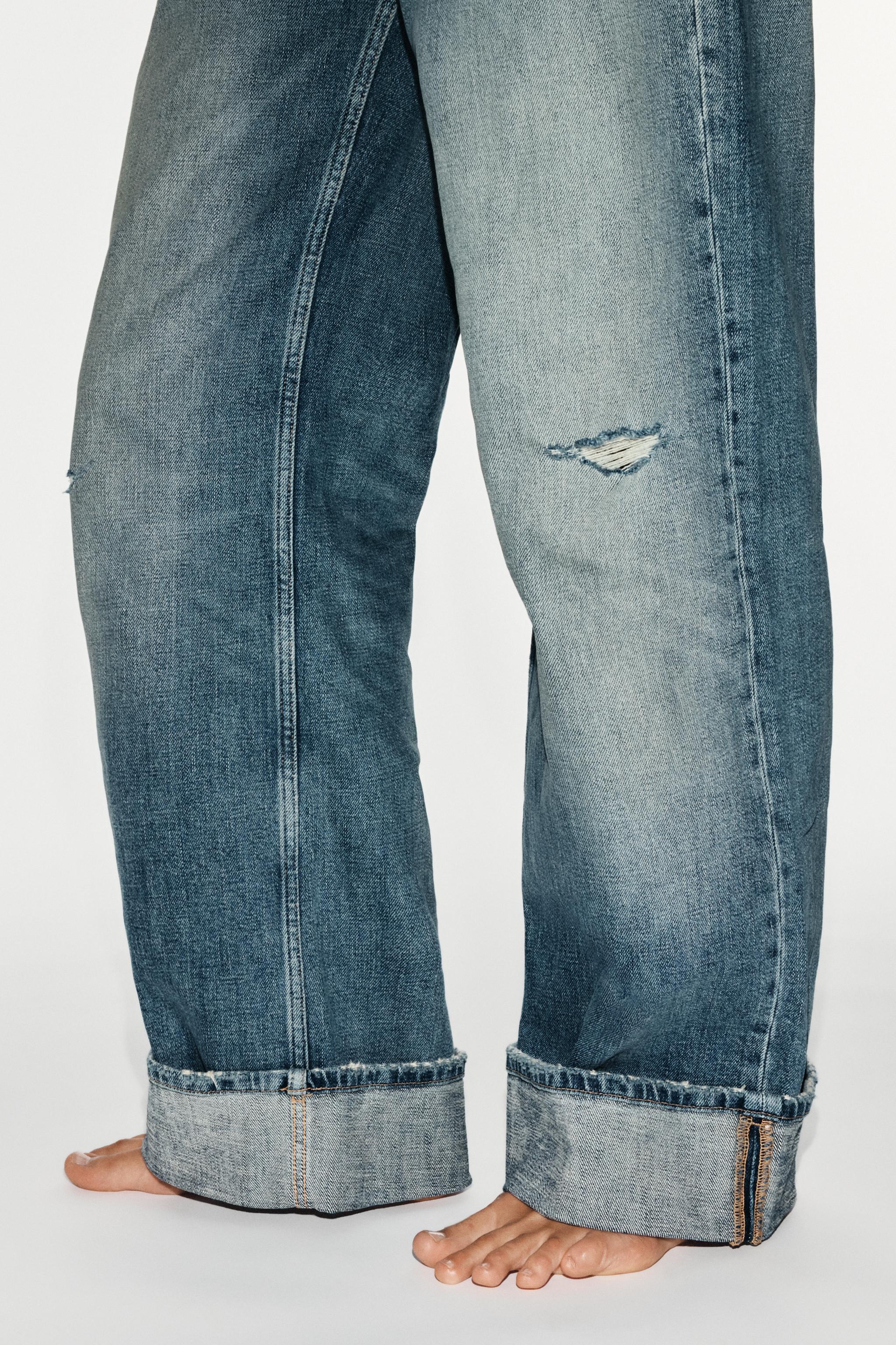 Женские джинсы Zara TRF LOOSE LOW-RISE FOLDED HEM JEANS — фото 5