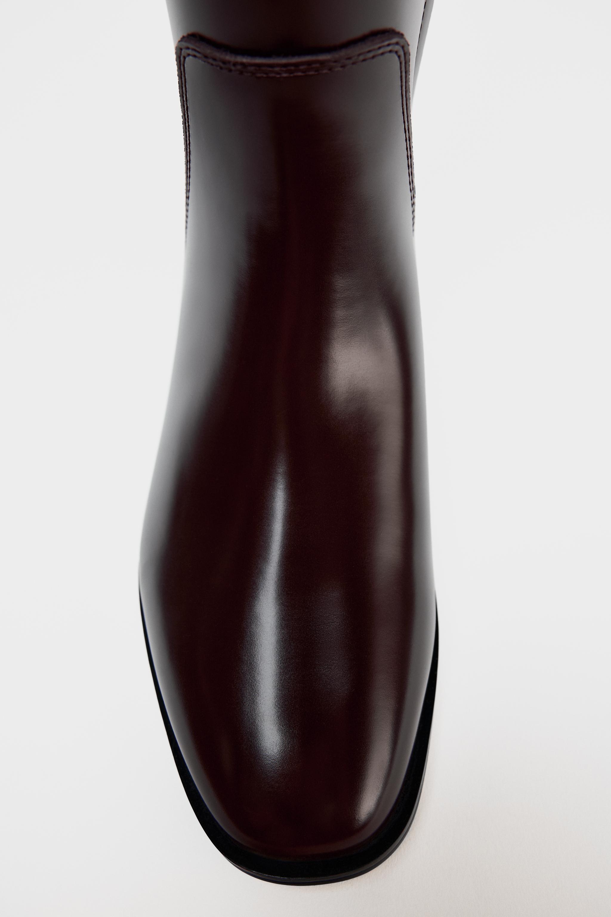 TALL SHAFT FLAT BOOTS - Burgundy Red | ZARA Canada