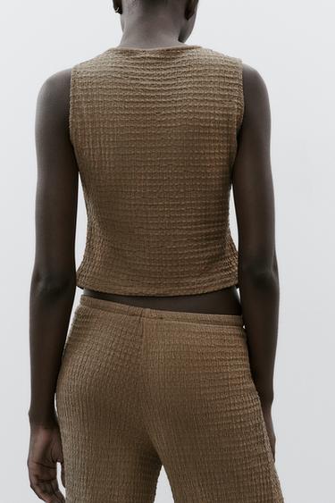 TOP GILET STRUCTURÉ - Marron de Zara - Image 3