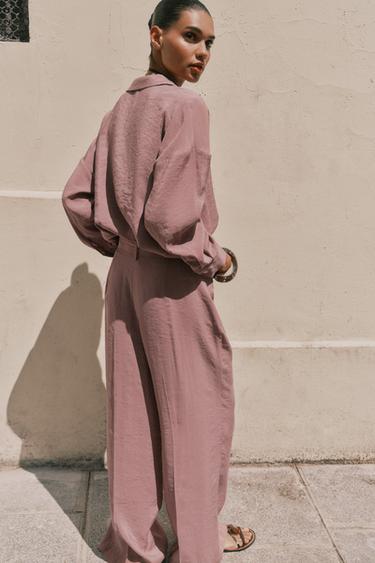 FLOWING WIDE-LEG TROUSERS WITH BELT - MARSALA by Zara - Image 3
