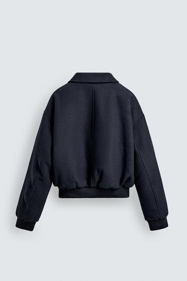 CROPPED FIT PADDED CLOTH JACKET - Navy blue by Zara - Image 7