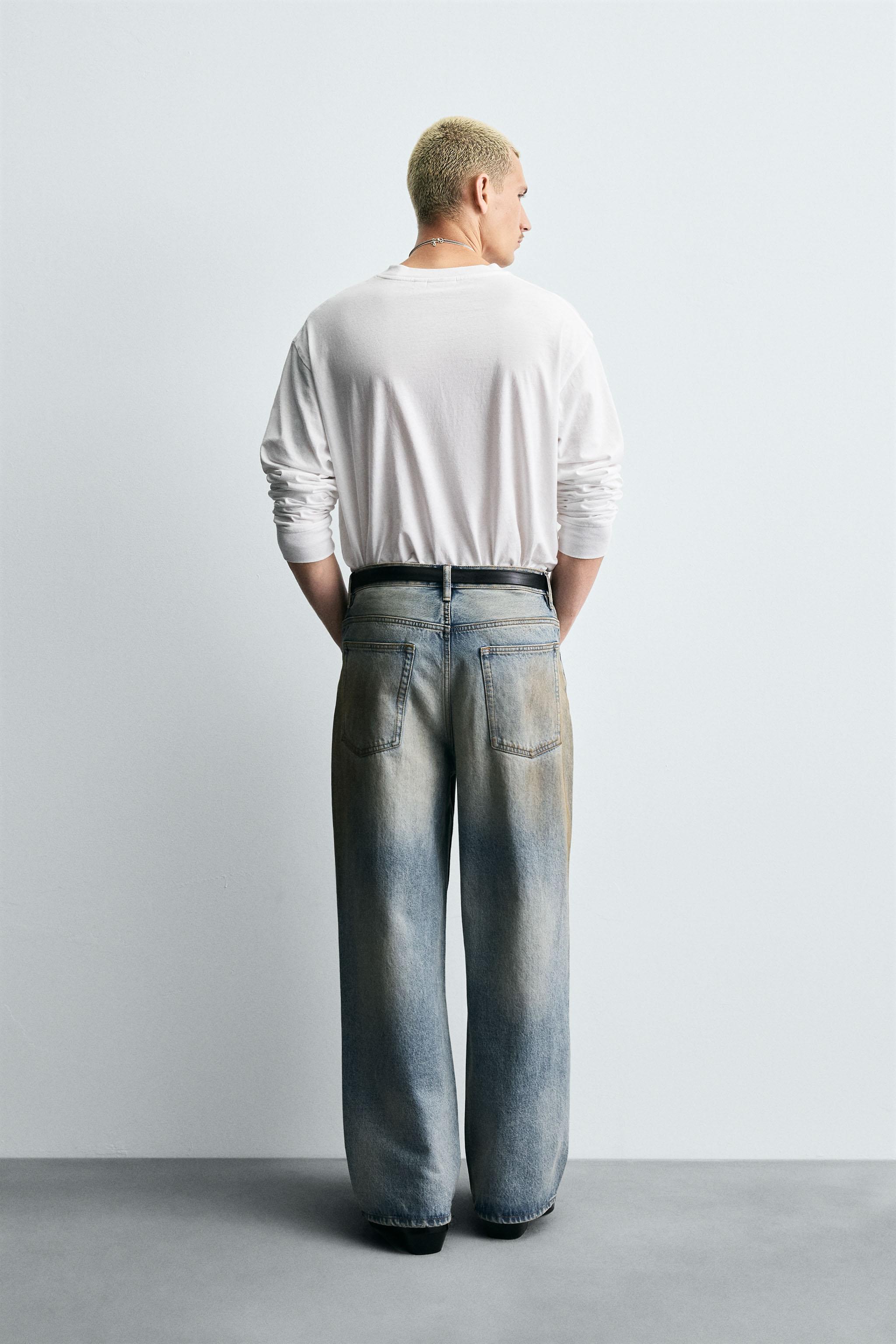 ヴィンテージ加工バギーフィットジーンズ - ライトブルー | ZARA Japan