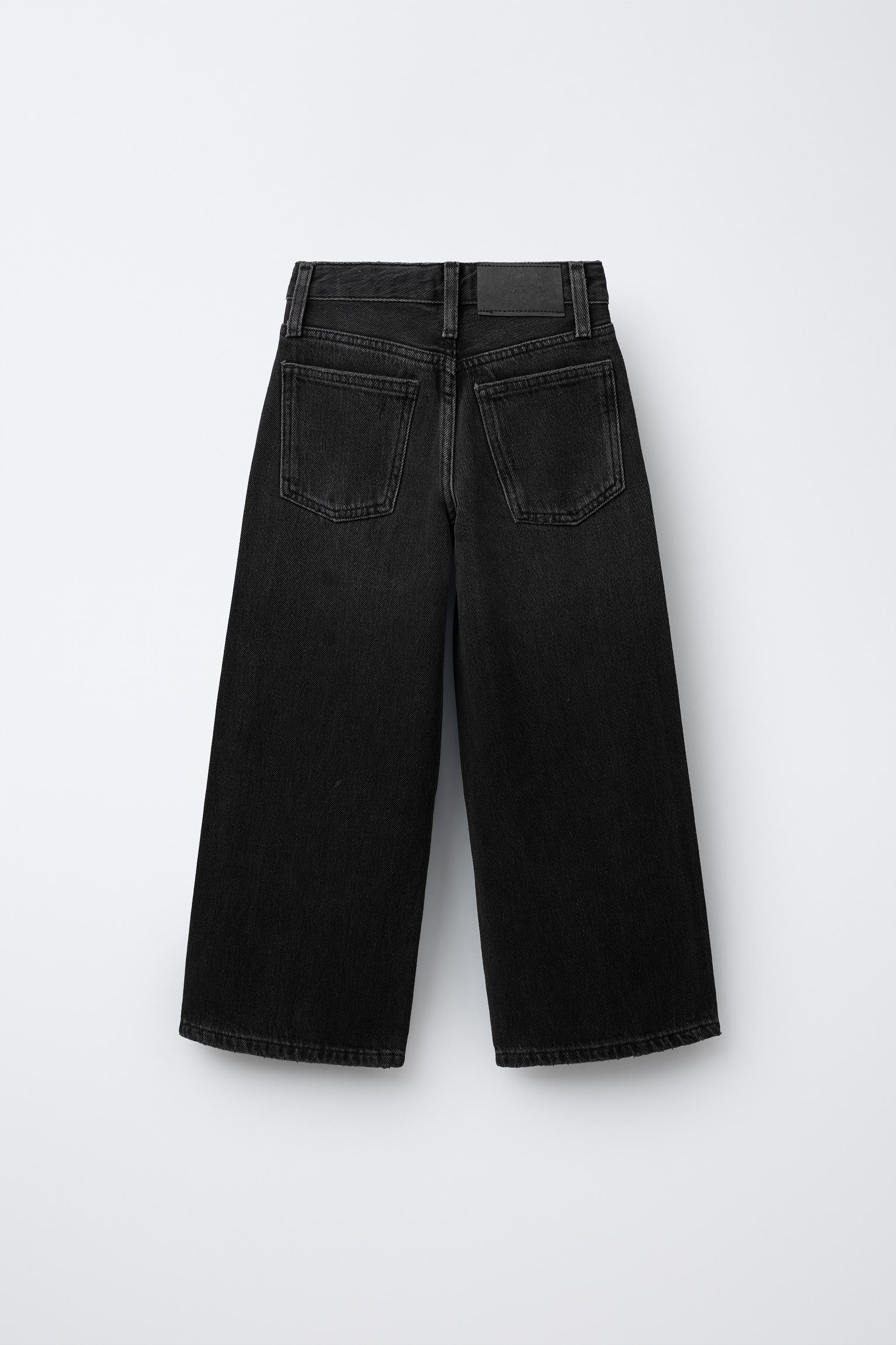 ダメージ加工ワイドレッグデニムパンツ - ブルー | ZARA Japan