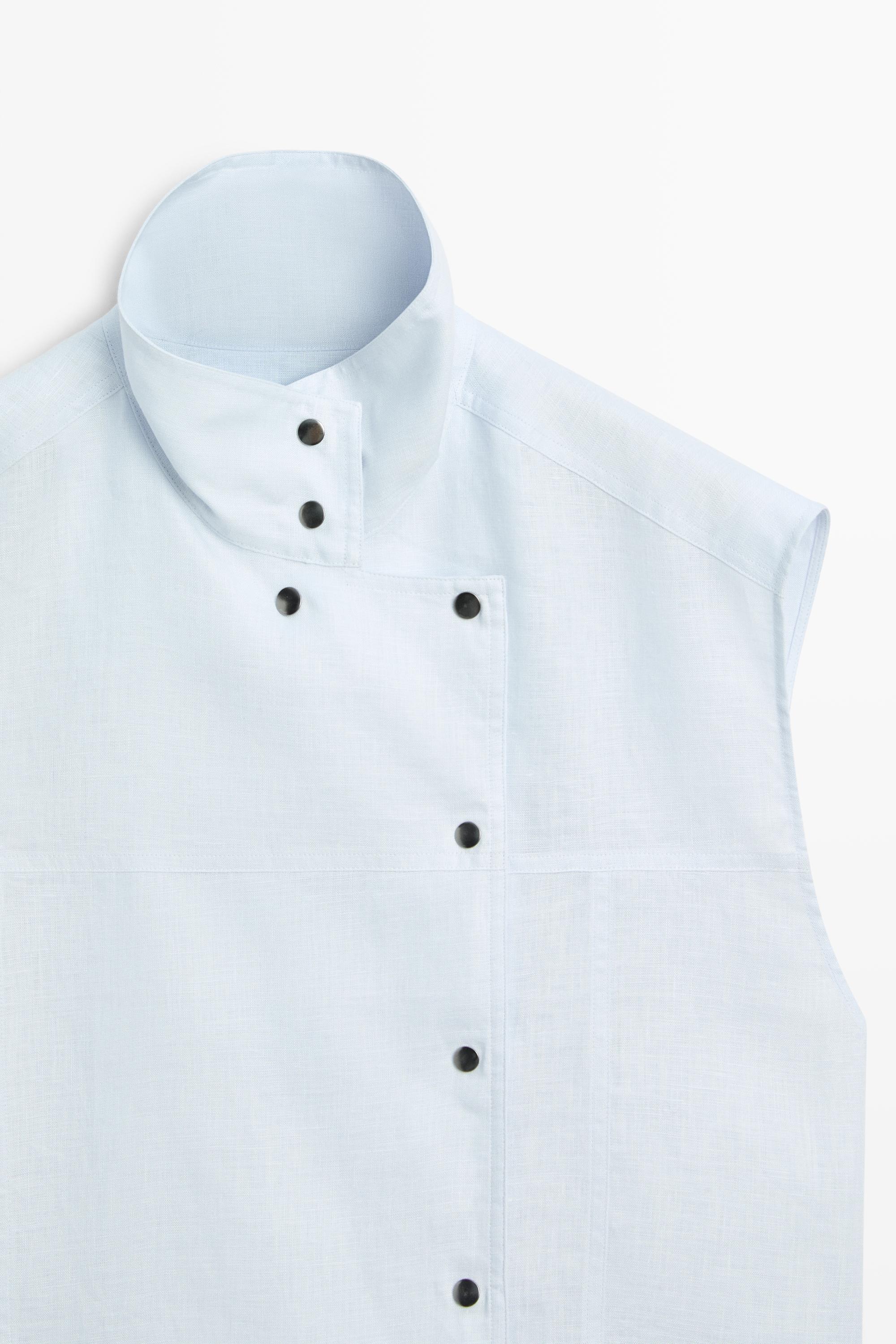 100% linen fine button-down top