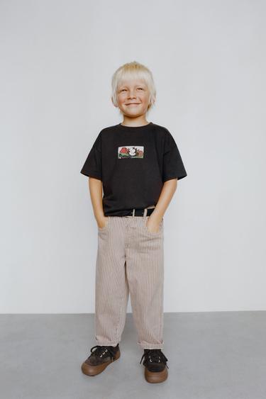 BAGGY-HOSE AUS TWILL MIT STREIFEN - Braun / Braungrau von Zara