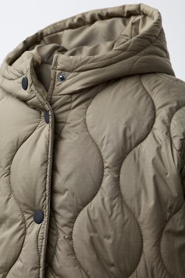 LIGHTWEIGHT LONG PUFFER JACKET - Green by Zara - Image 4