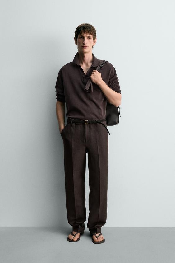 POLO PUNTO ALGODÓN - LINO - Chocolate de Zara - Imagen 0