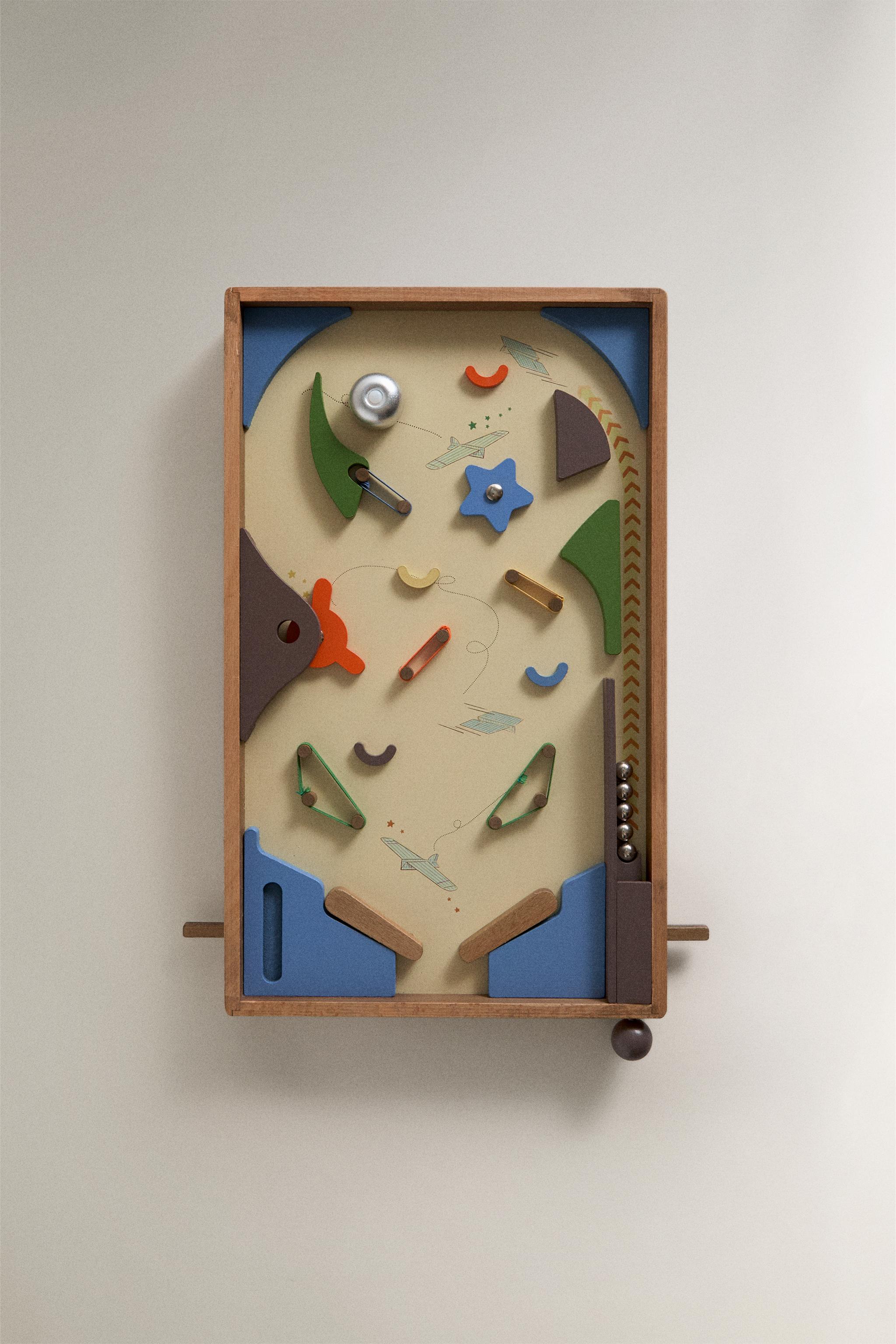 CHILDREN’S WOODEN PINBALL TOY — Multicoloured