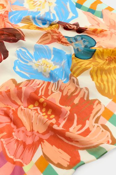 FOULARD À IMPRIMÉ FLEURS MODAL SOIE - Multicolore de Zara - Image 2