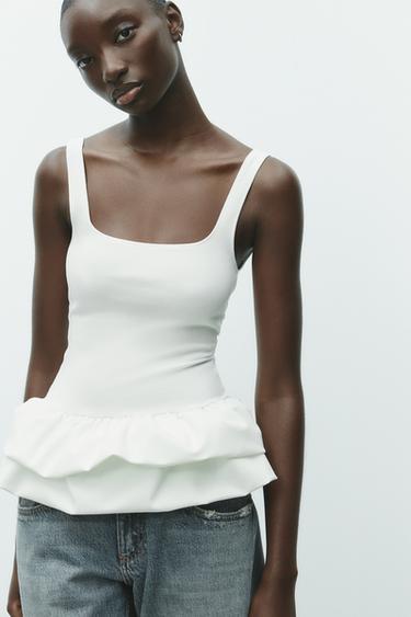 MATCHING TOP WITH FULL SLEEVES - White by Zara - Image 1