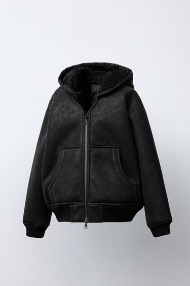 DOUBLE-FACED HOODED JACKET - Black by Zara