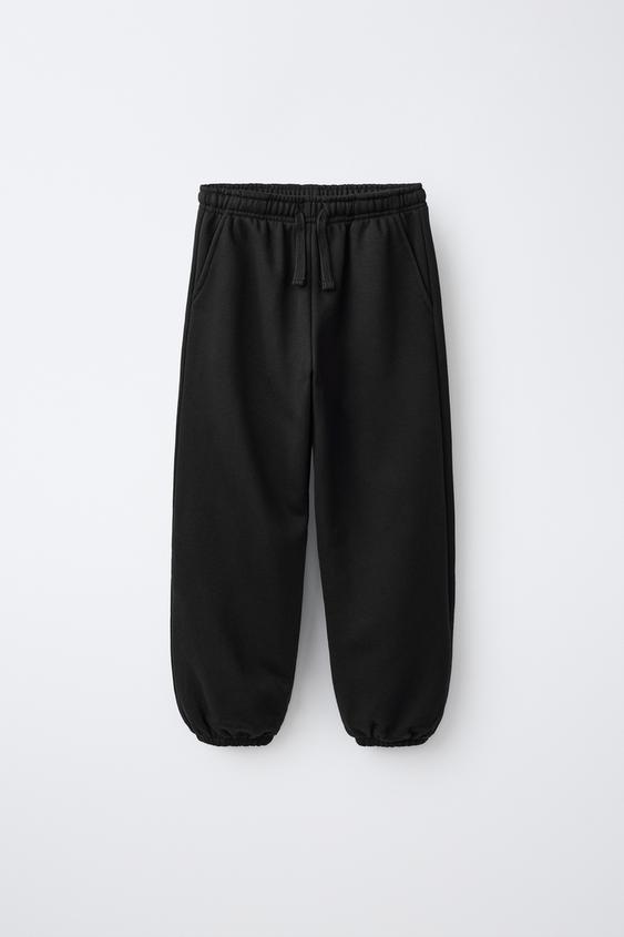 Zara PLUSH JOGGING PANTS - Black - Image 0