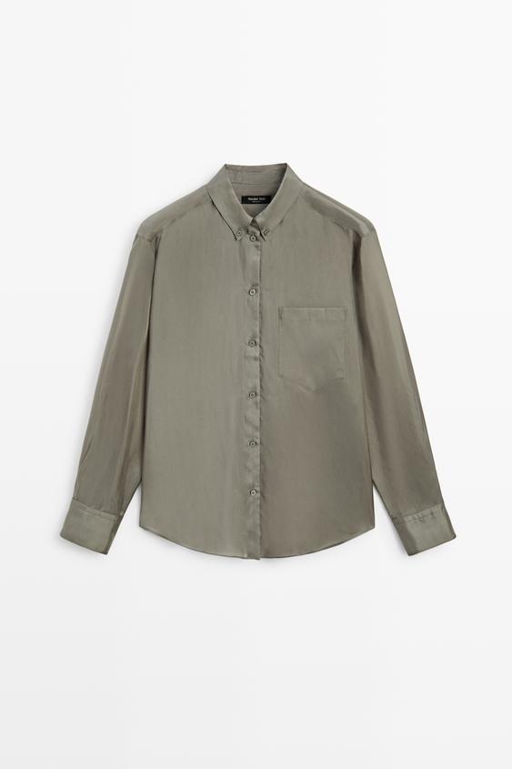 Zara Flowing shirt with pocket detail - Dark salmon - Image 0