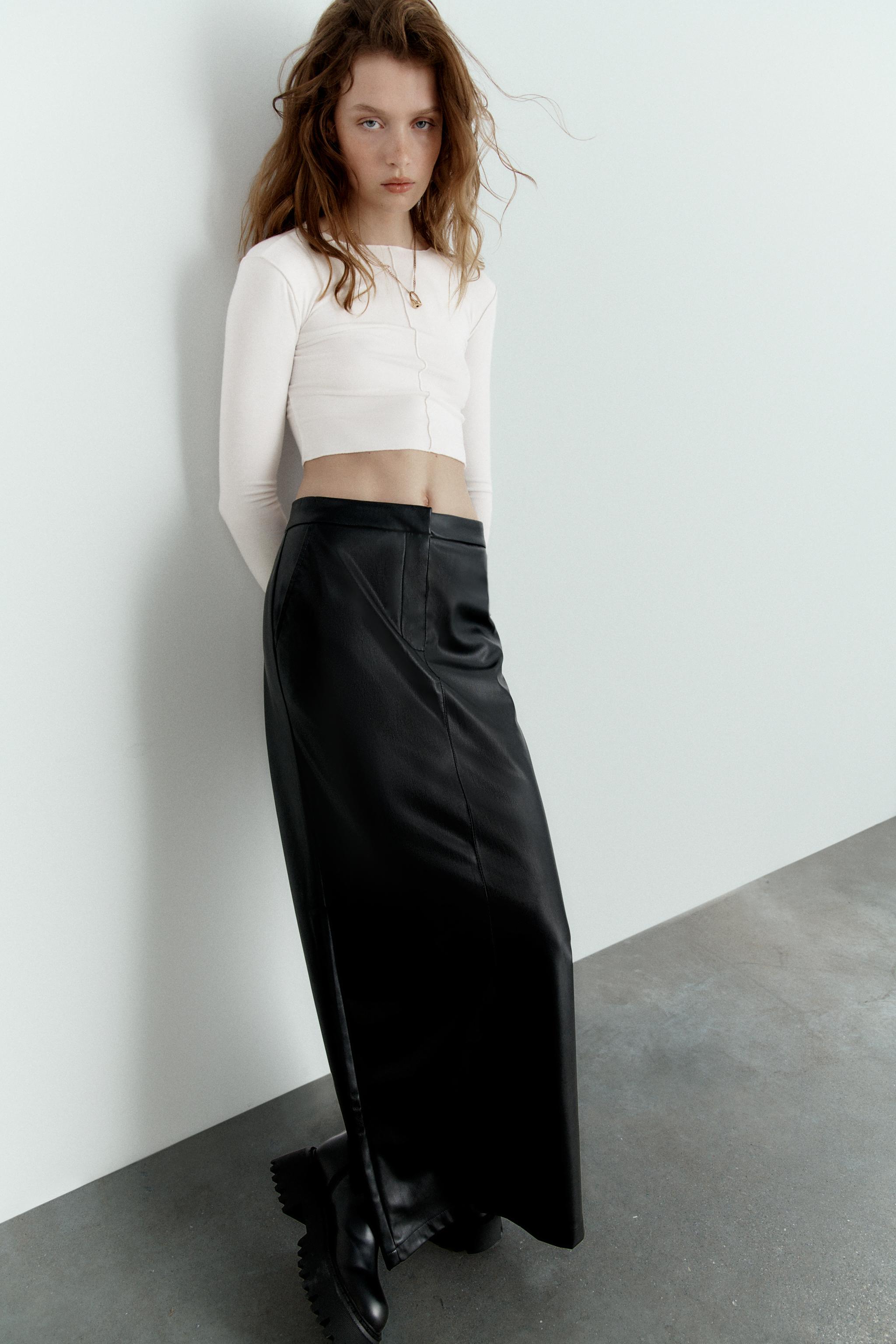 Leather look pencil skirt zara hotsell