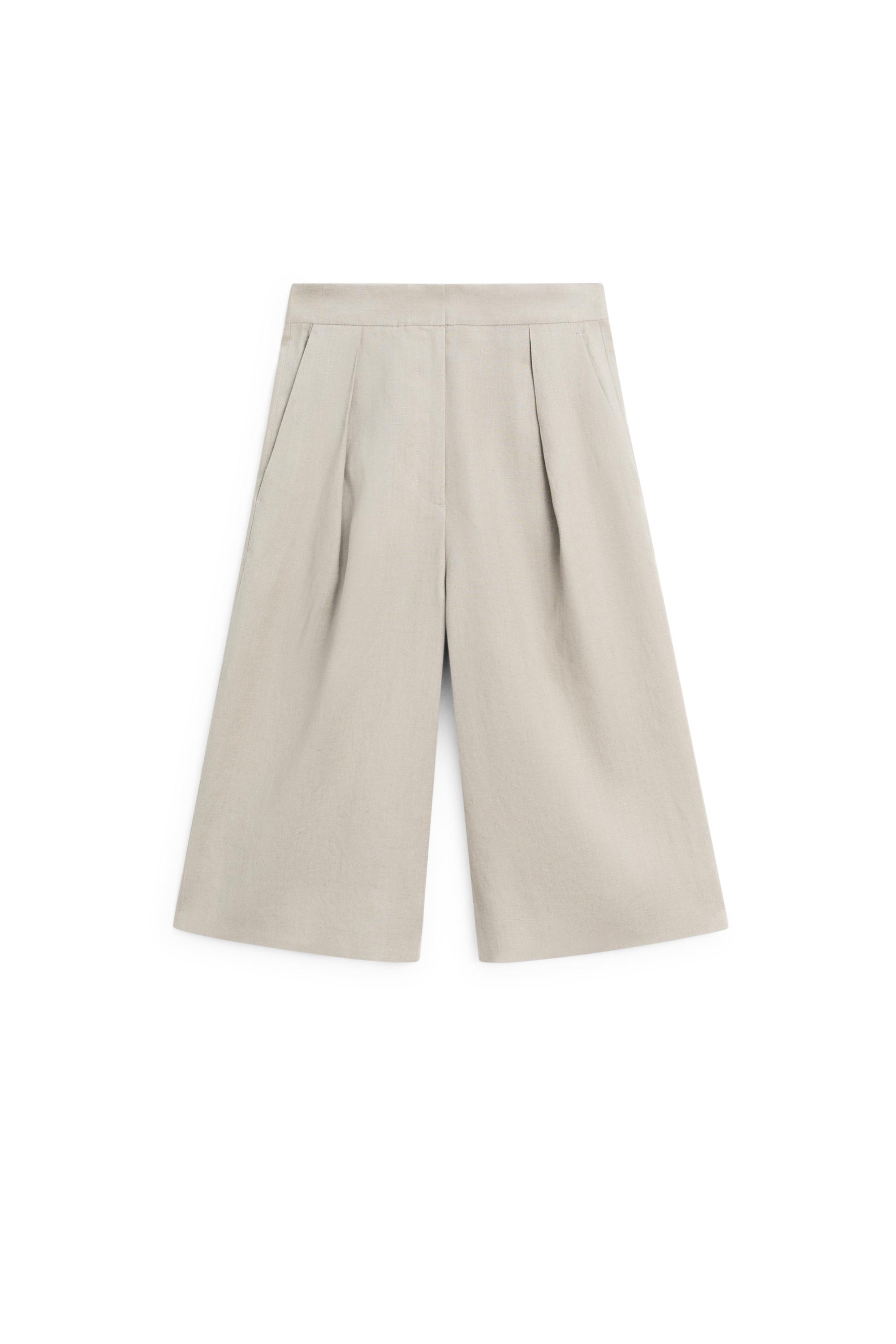 Long linen Bermuda shorts with darts - LIMITED EDITION