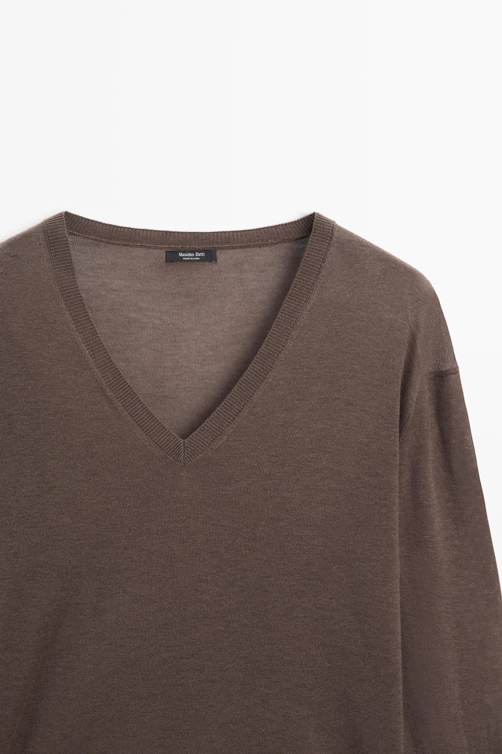 Silk and wool blend knit sweater