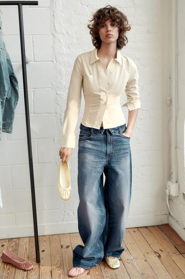 Zara SATIN BOW BALLET FLATS - Yellow - Image 0