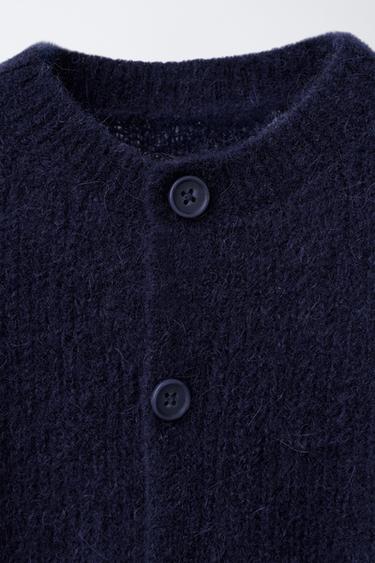 WOOL AND ALPACA KNIT CARDIGAN - Navy blue by Zara - Image 2