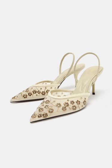 EMBROIDERED MESH HIGH-HEEL SHOES - Multicoloured by Zara - Image 1