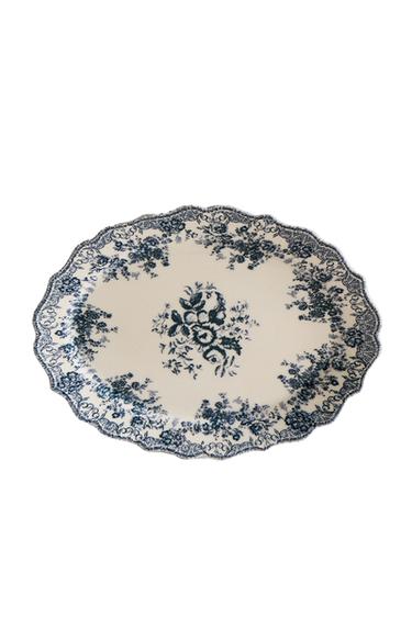 FLORAL EARTHENWARE SERVING DISH - Blue by Zara