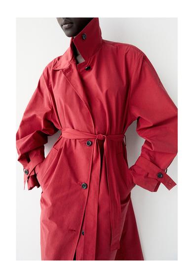 Zara Technical cotton trench coat - Red