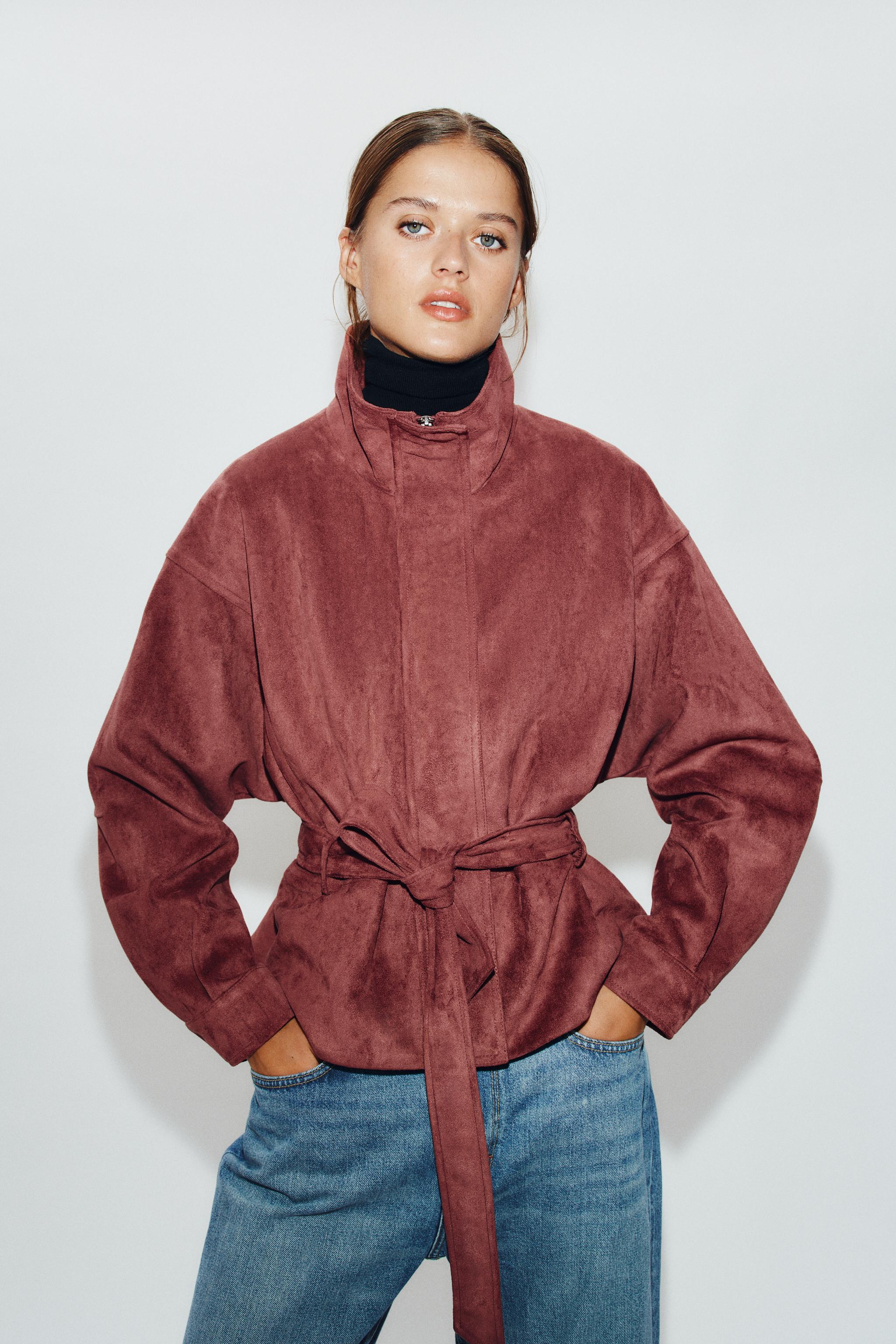 BLOUSON EFFET DAIM AVEC CEINTURE