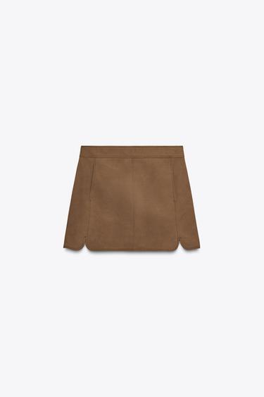 FALDA MINI ABERTURAS - Marrón de Zara
