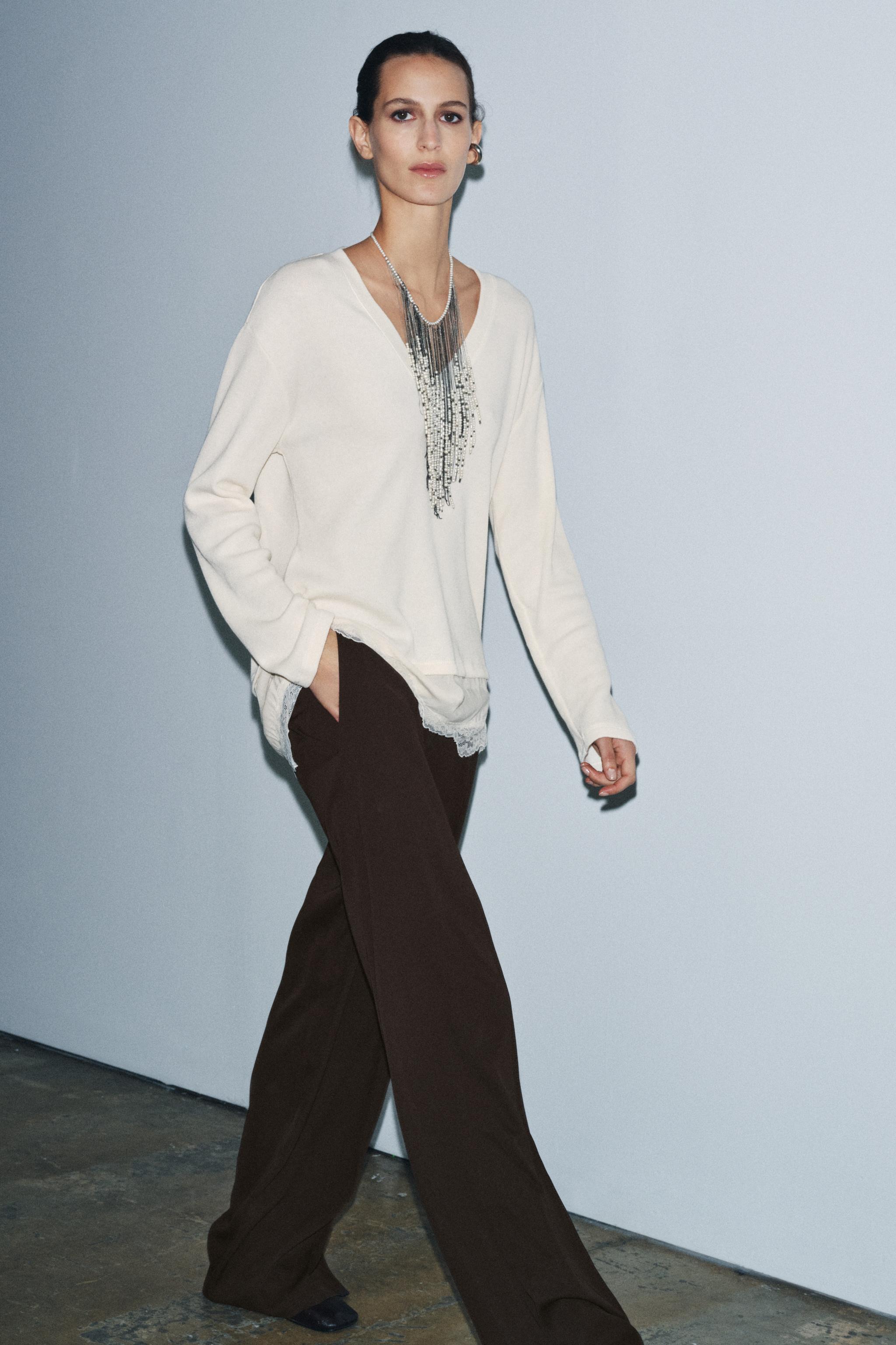 COMBINATION LACE TOP - Ecru | ZARA United States