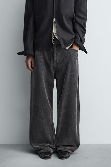 릴렉스핏 코듀로이 팬츠 - Zara 다크 그레이