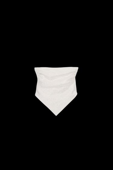 Zara METALLIC THREAD HALTER TOP - Silver - Image 0
