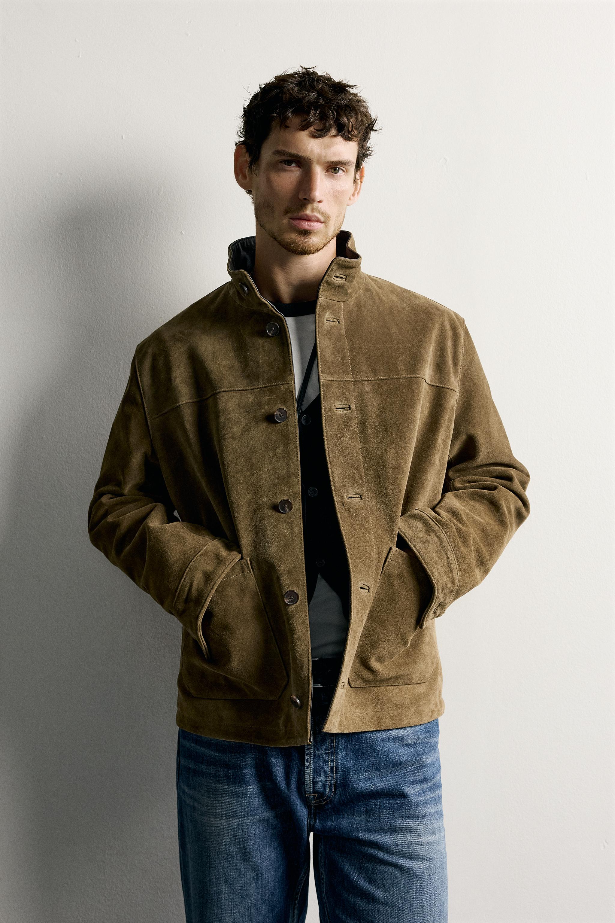 BLOUSON CUIR DAIM REGULAR FIT