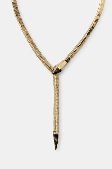 SNAKESKIN PRINT PIECES NECKLACE - Golden by Zara - Image 2