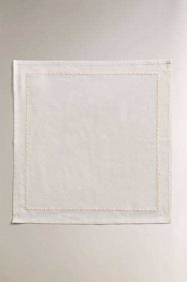 SET OF INSERTION NAPKINS WITH FLORAL EMBROIDERY (SET OF 2) - Ecru by Zara - Image 1