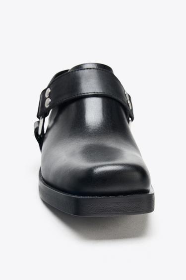 LEATHER CLOGS WITH REMOVABLE DETAIL - Black by Zara - Image 4