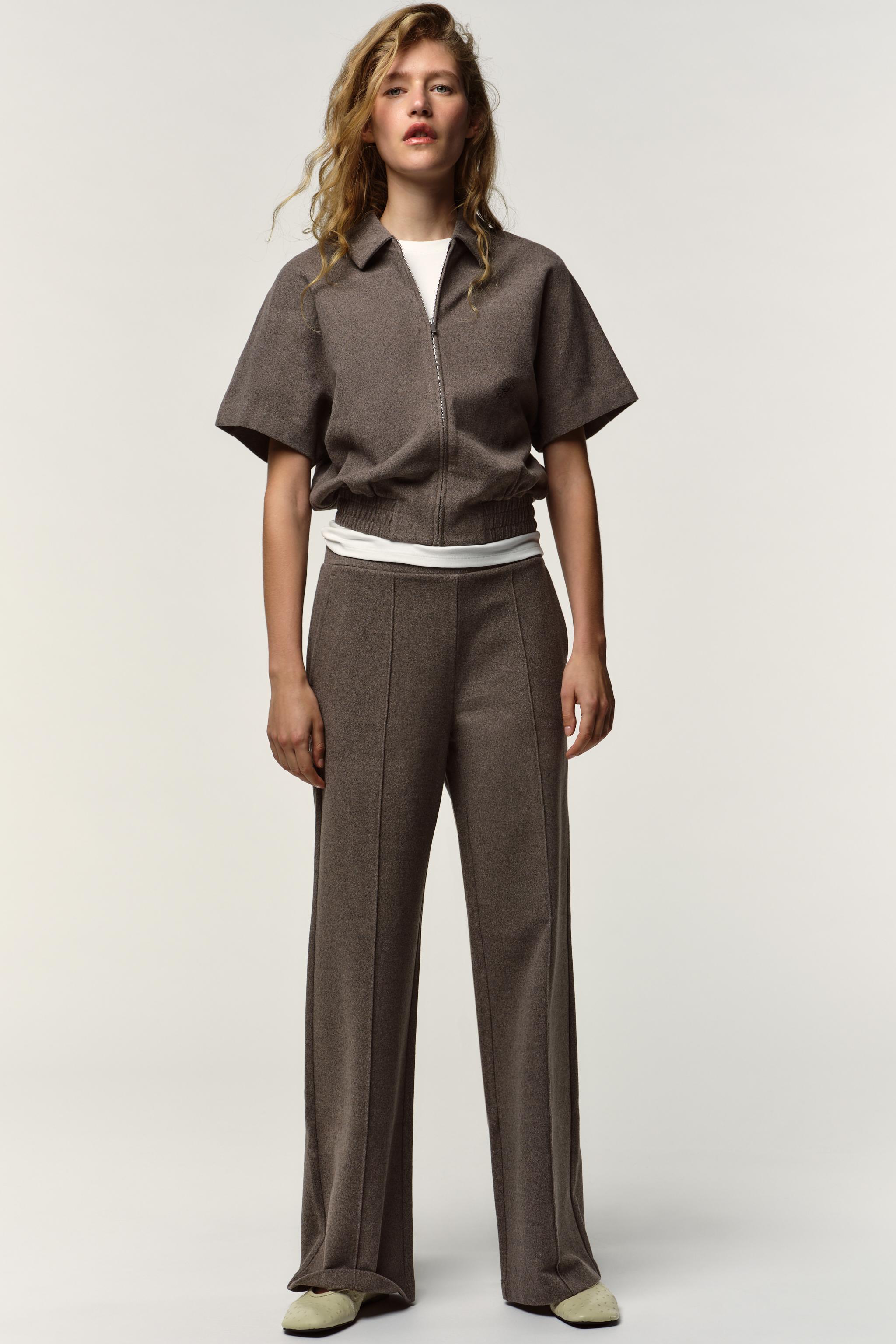 SOFT WIDE LEG PANTS - Mink | ZARA Canada