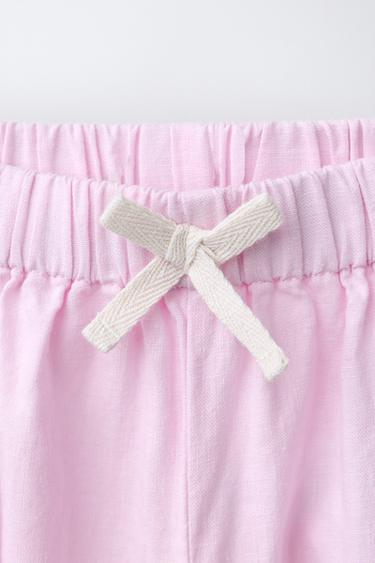 PANTALON BOUFFANT AVEC LIN - Rose de Zara - Image 2