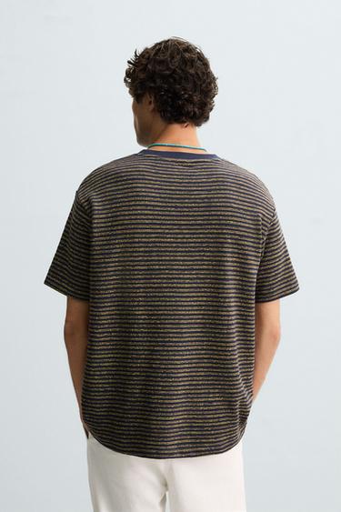 STRIPED JACQUARD T-SHIRT - Navy blue by Zara - Image 2