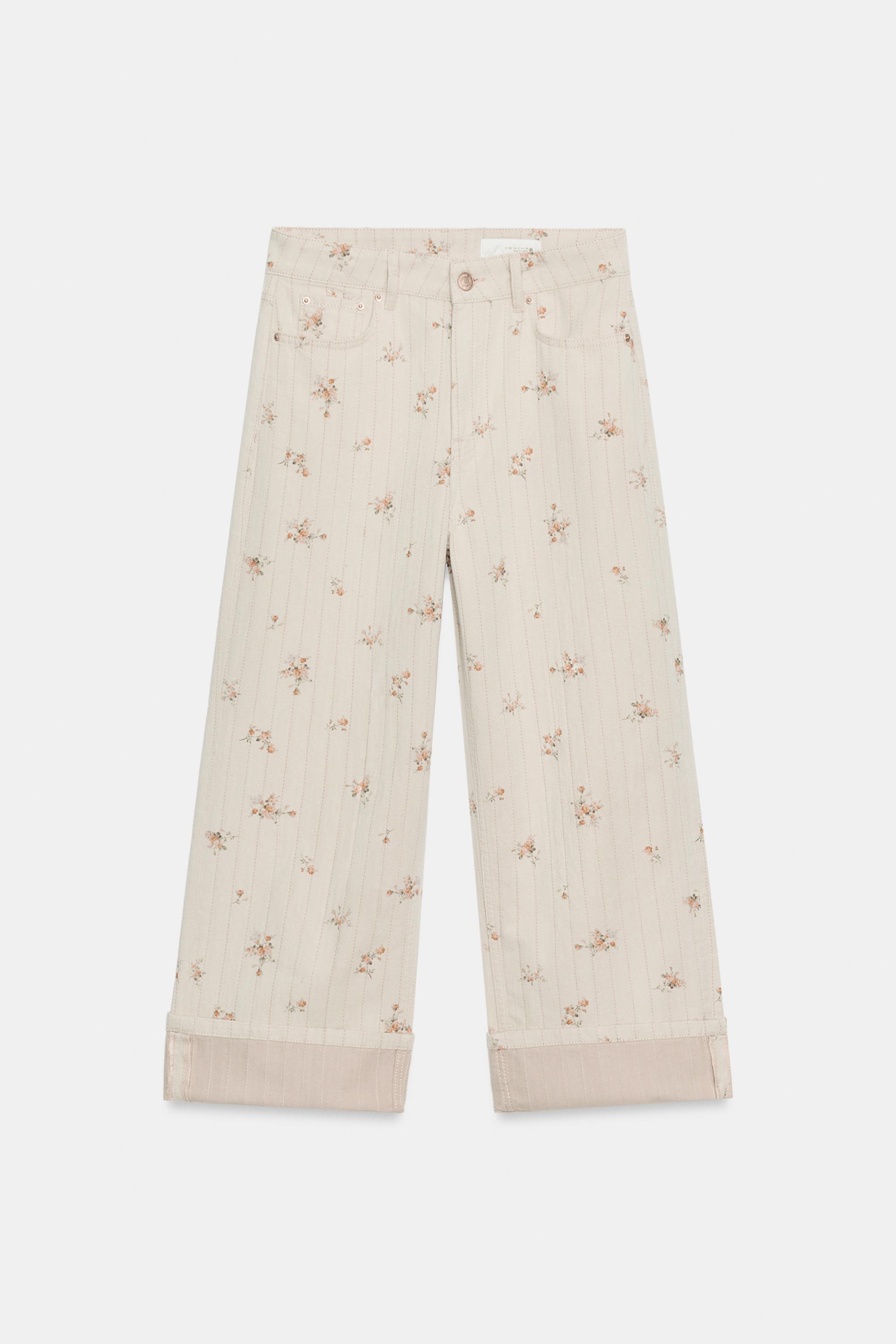 Женские джинсы Zara ZW COLLECTION MID-RISE TAPERED FLORAL JEANS — фото 8
