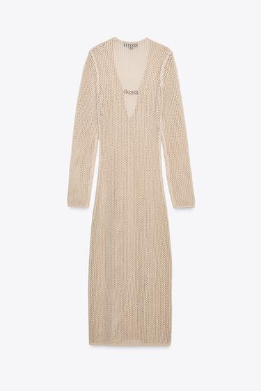 LONG KNIT DRESS - Ecru by Zara - Image 6