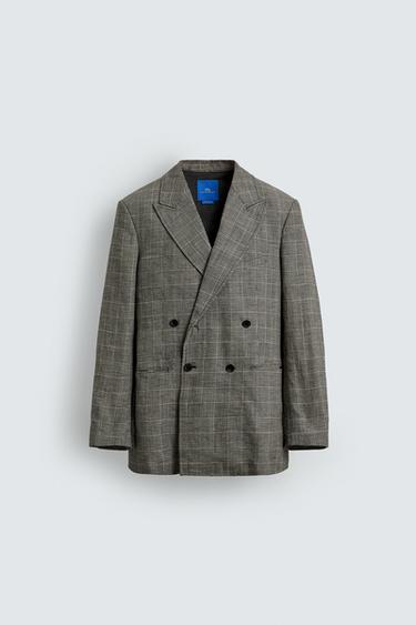 Zara SAKO OD ODELA NA PREKLOP KARIRANI VUNA - LAN AARON LEVINE X ZARA – crna / bela