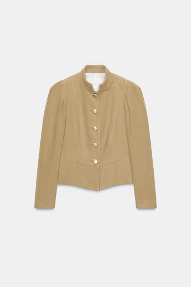 VESTE EFFET DAIM ÉPAULES BOUFFANTES - Marron clair de Zara - Image 6