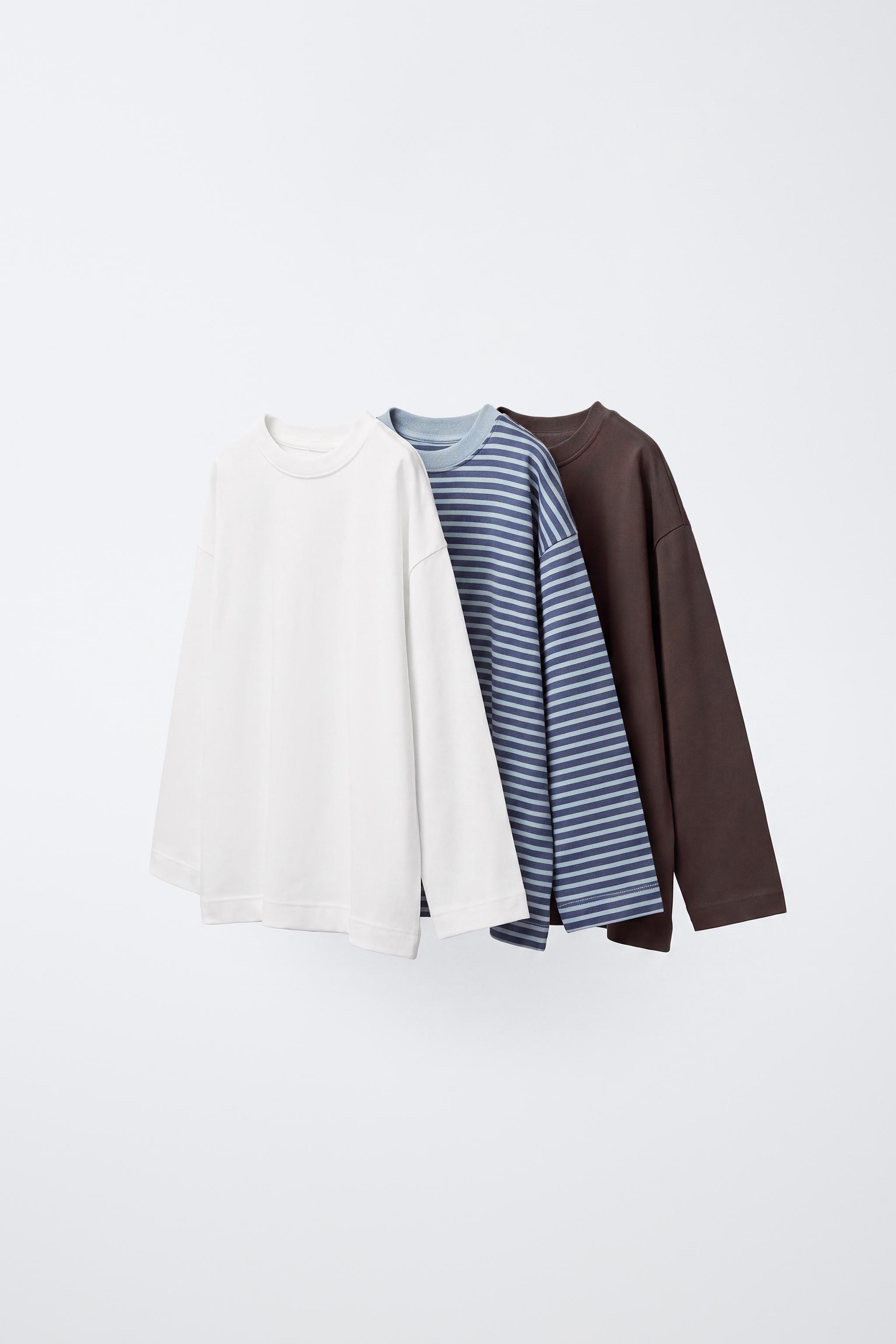 3-PACK LONG-SLEEVE STRIPED AND SOLID T-SHIRTS