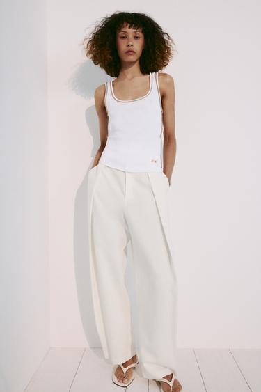TOP VIVOS CONTRASTE - Blanco de Zara
