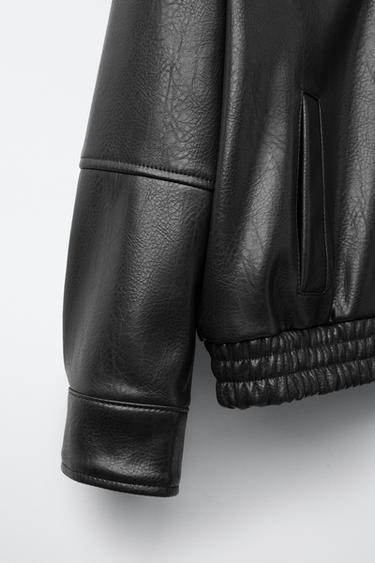 LEATHER EFFECT BOMBER JACKET - Black by Zara