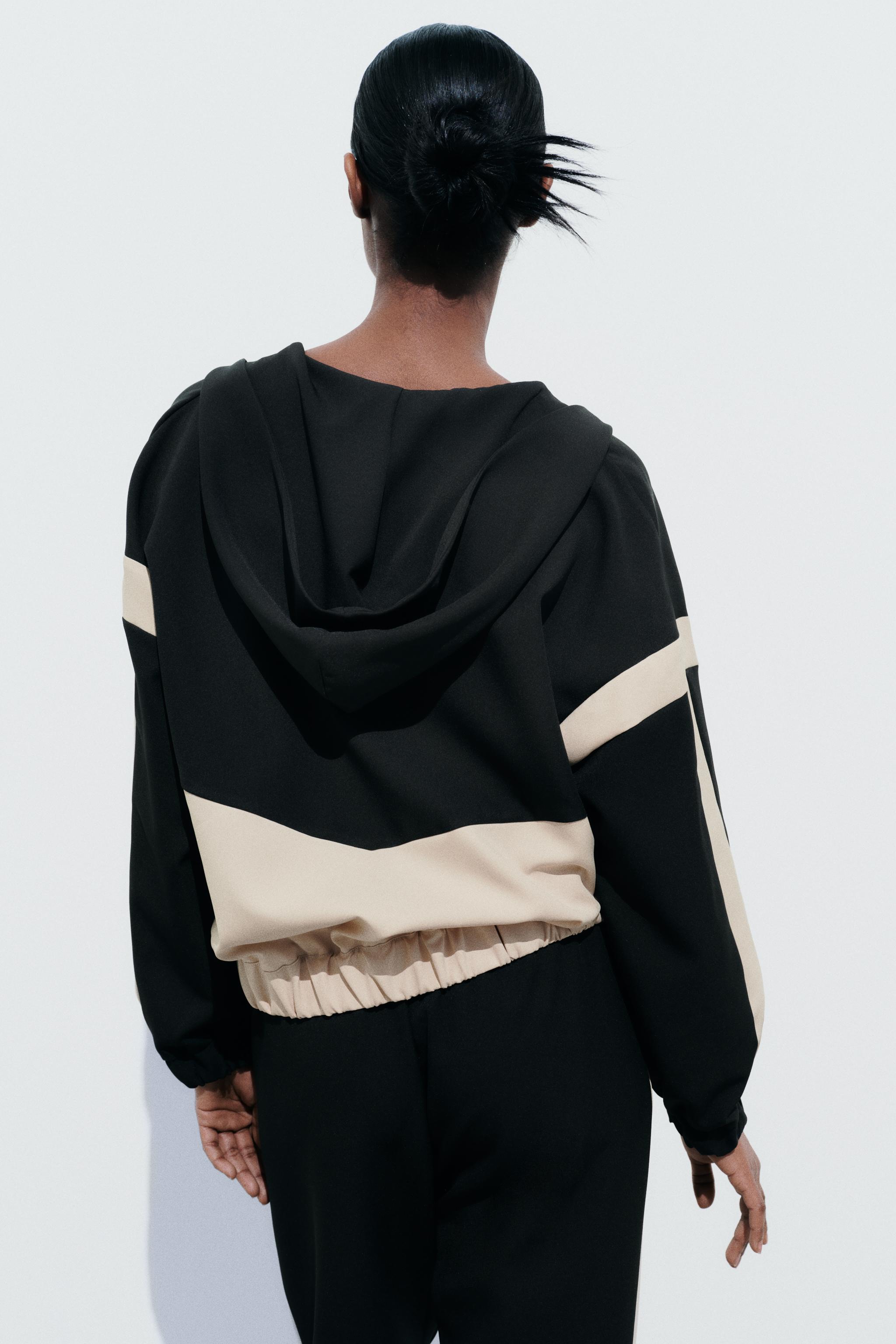 COLOUR-BLOCK HOODED JACKET - Black | ZARA Australia